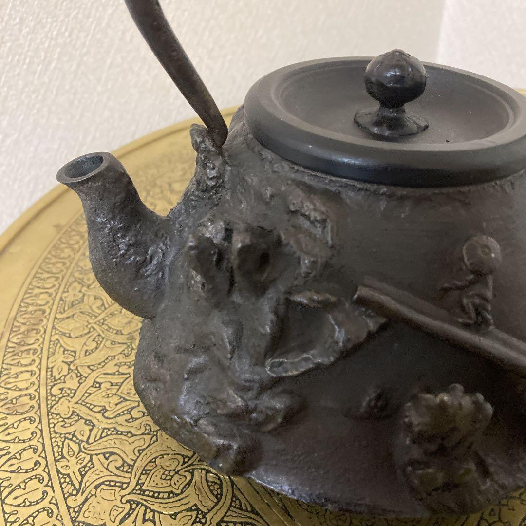 珍品　上田照房 山水山家曳舟盛上鉄瓶　茶道具