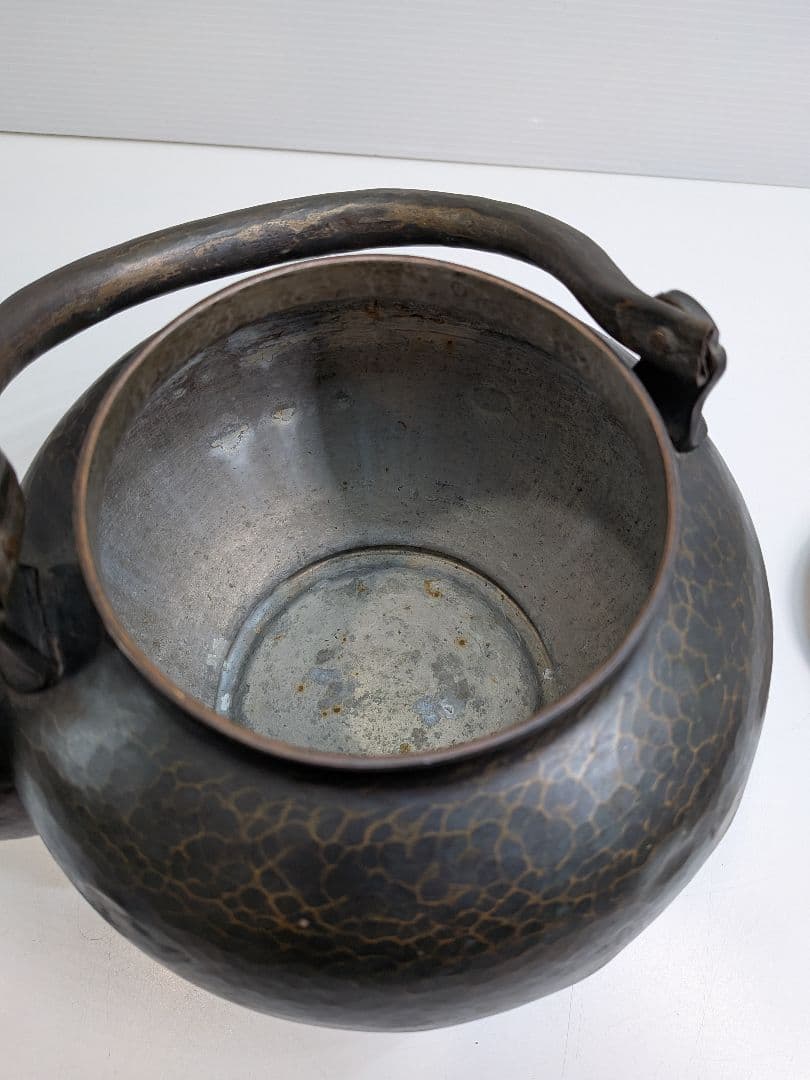 P987 希少 芳燕堂 鎚起銅器 銅瓶 手打ち 槌目 薬缶 昭和27年刻