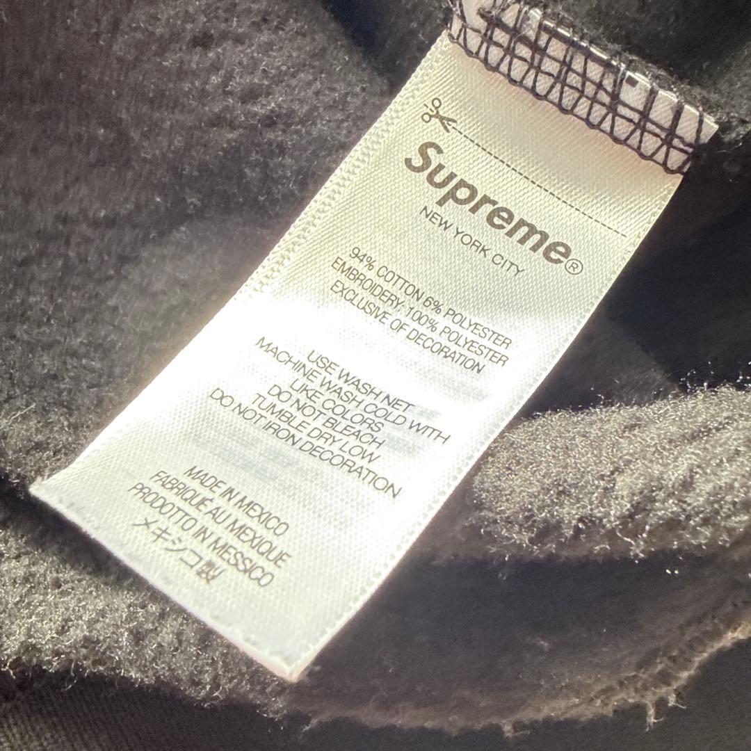 SUPREME L 刺繍　ロゴ　ジップアップ　パーカー ブラック　黒　裏起毛