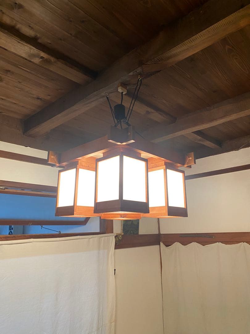 zz出品　　職人仕上げ 吊り下げ照明 木枠×乳白アクリル 60cm角