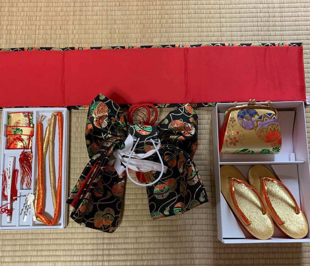 作り帯　７歳 ハコセコセット　草履　バック　七五三 髪飾り