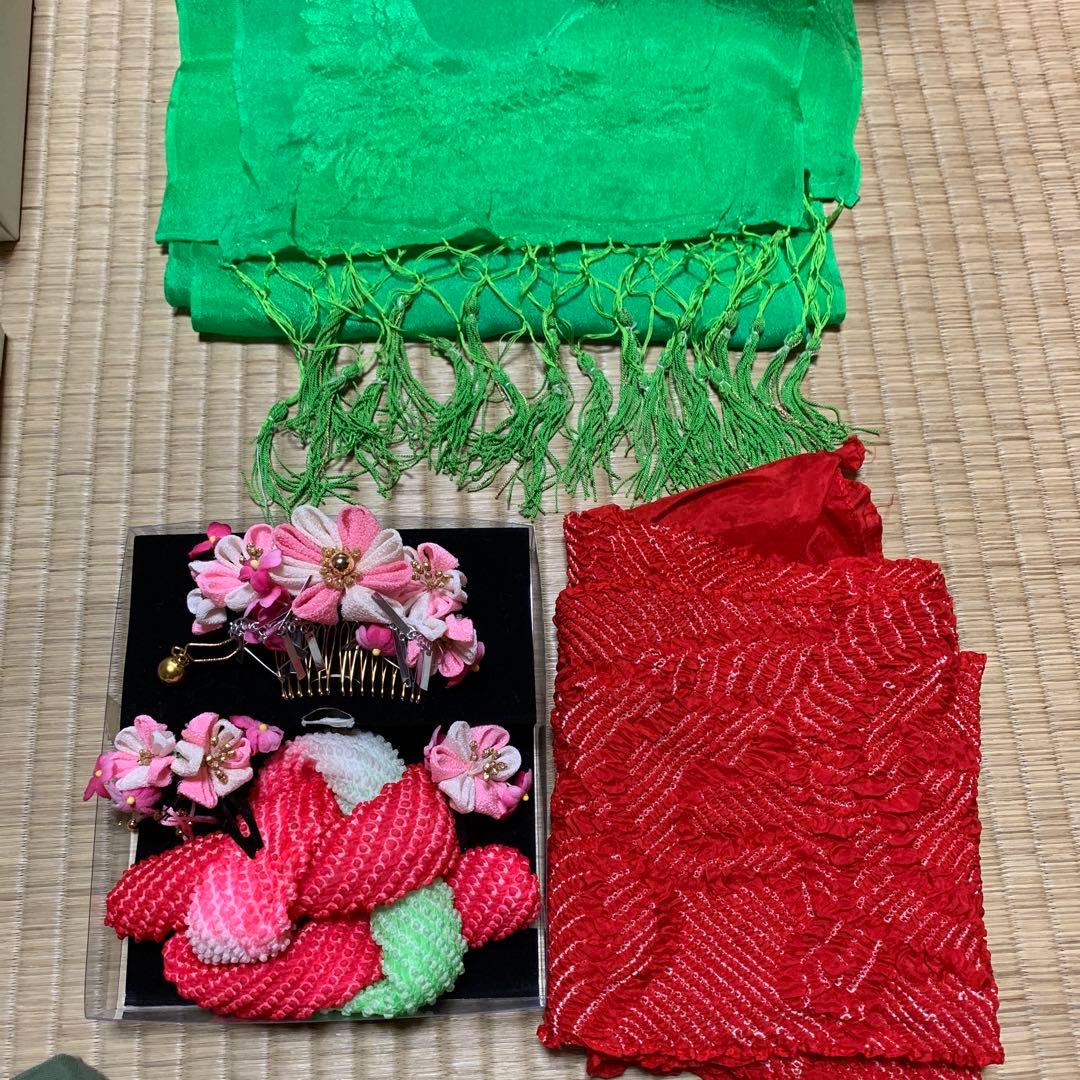 作り帯　７歳 ハコセコセット　草履　バック　七五三 髪飾り