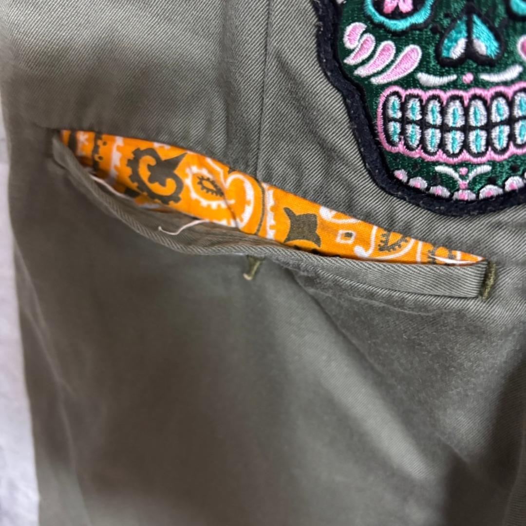 SASQUATCH fabrix メキシカンスカル　刺繍　チノパンツ M251