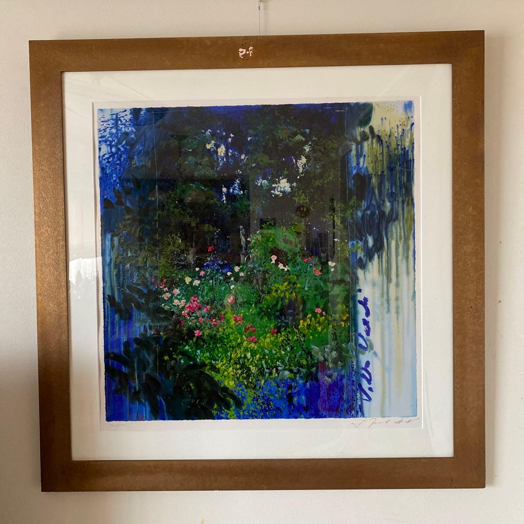 J.トレンツ.リャド作　 ヴィラヴェルディ(彫刻のある庭) シルクスクリーン