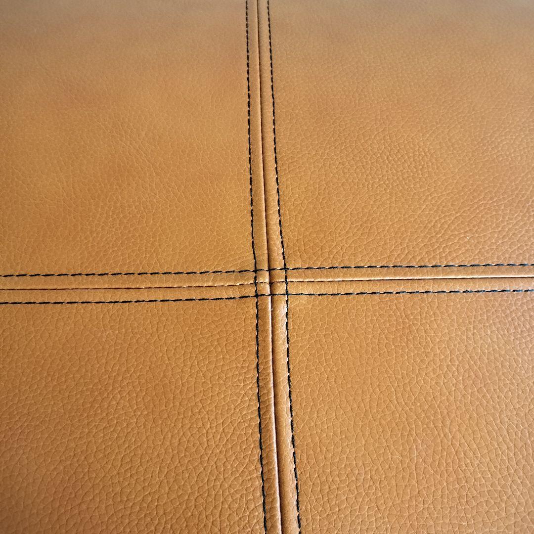 【美品✨】オットマン スツール 　ソファー　キャメル　本革+PVC生地