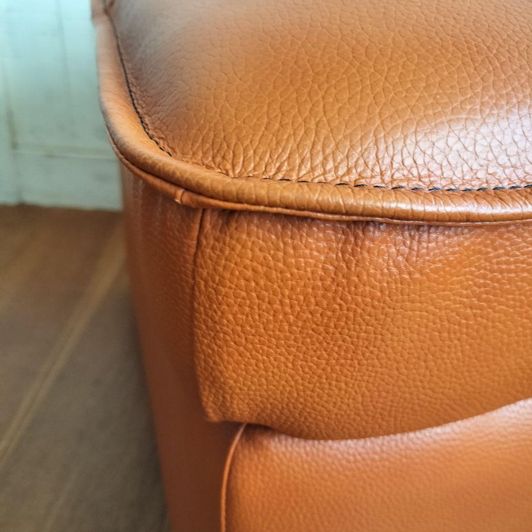 【美品✨】オットマン スツール 　ソファー　キャメル　本革+PVC生地