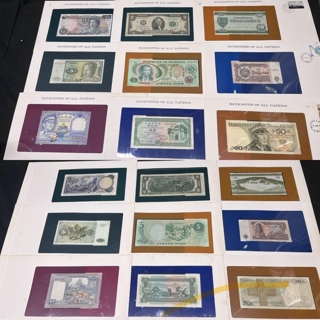 ▽Cc右1064 海外紙幣ピン札BANKNOTES OF NATIONS 72点
