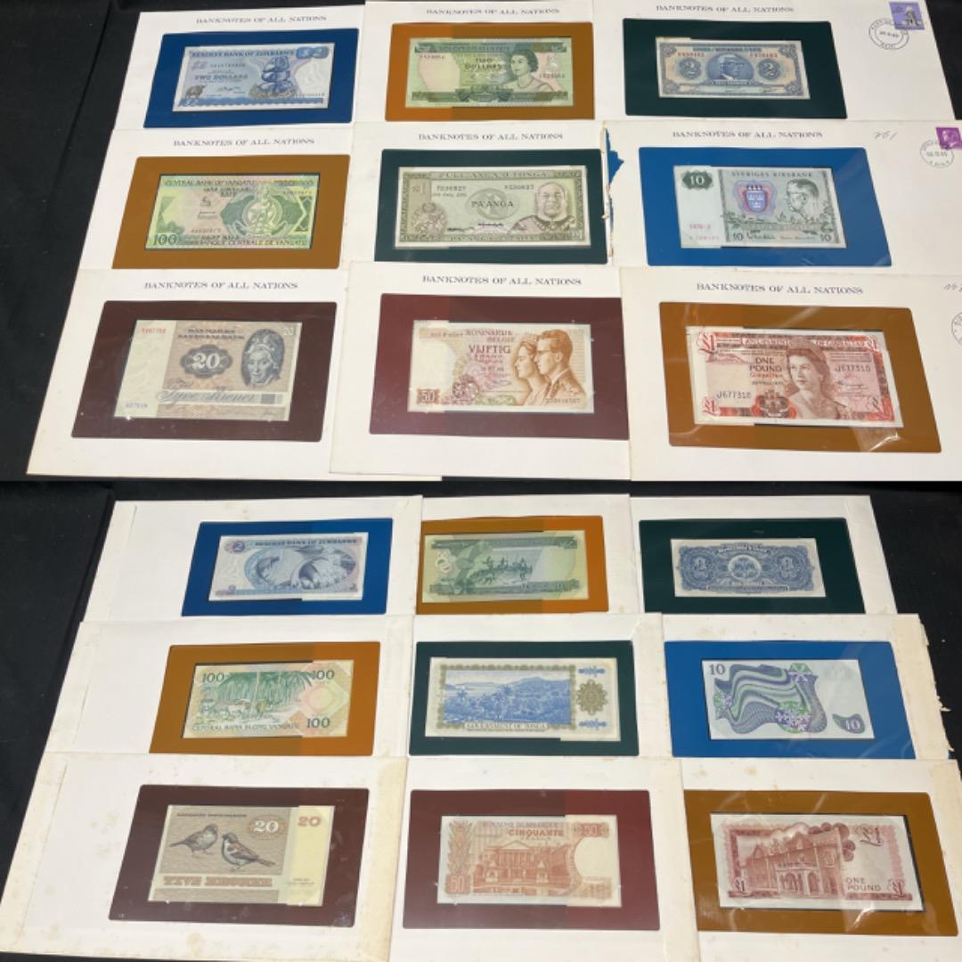 ▽Cc右1064 海外紙幣ピン札BANKNOTES OF NATIONS 72点