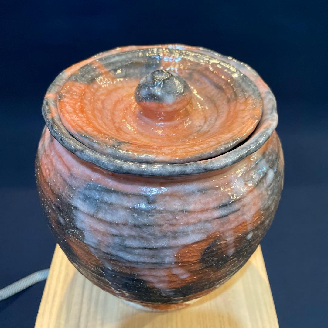 茶道具【吉村 楽入】(造)の『赤楽 種壷 水指』共箱　※美品【吉村 重生】水指