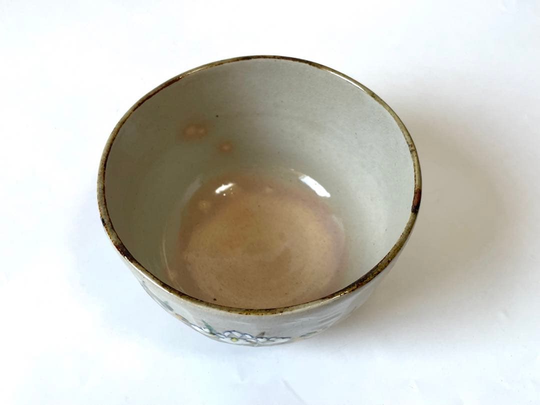 茶道具　杣山焼　南口閑粋　乾山写　色絵　金彩　八ツ橋　茶碗　共箱 あやめ　桔梗