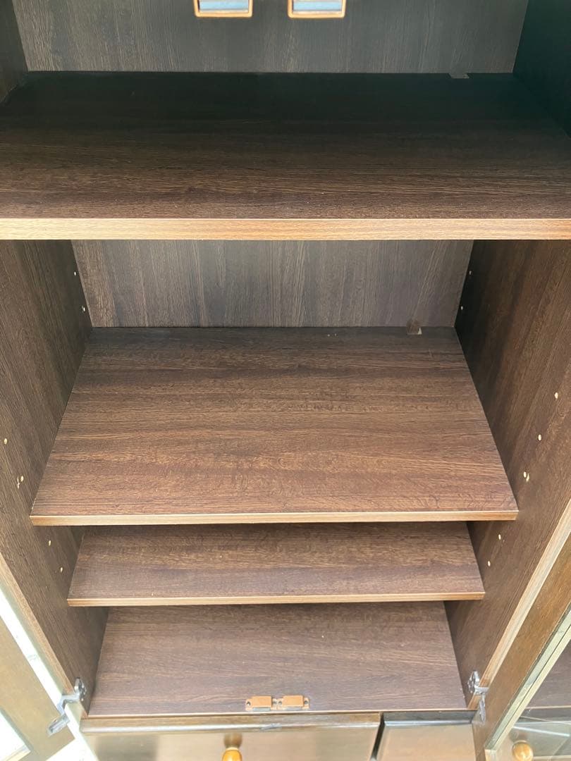 【ももゆき様】ガラス扉付き飾り棚 キャビネット ダークブラウン