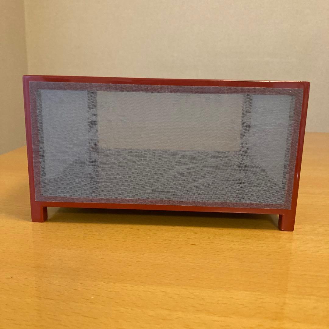 茶道具 圓能斎好 蛍籠 炭斗 内側朱 鳳凰透し 紙箱