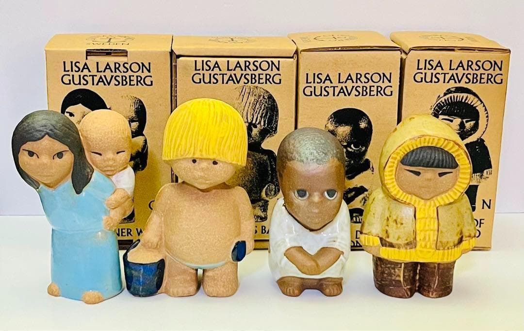 ★シール・ボックス付★【リサラーソン/世界の子ども/4体セット】北欧/ビンテージ