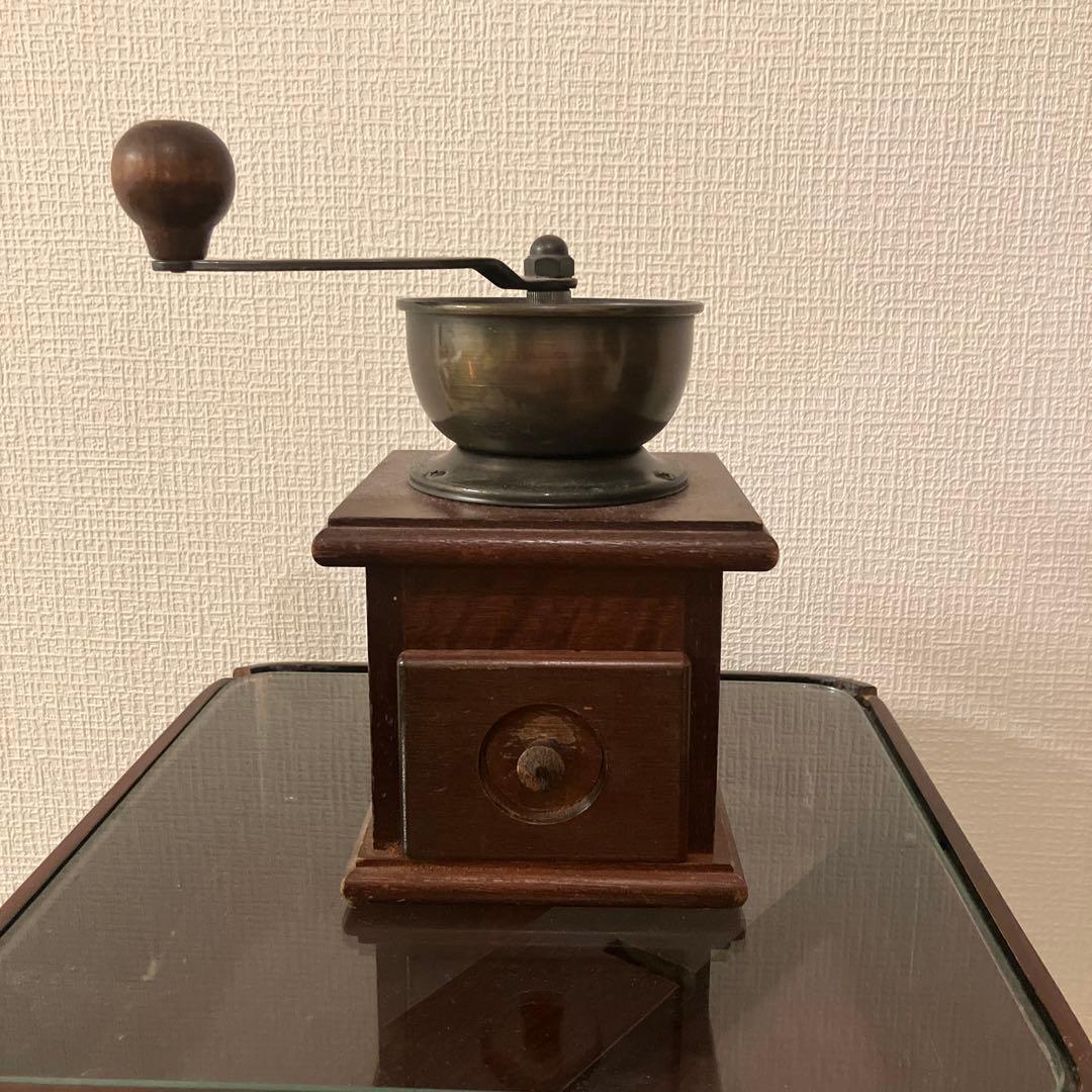 アンティーク　レトロ　長椅子　バーチェア　サイドテーブル　コーヒーミル　5セット