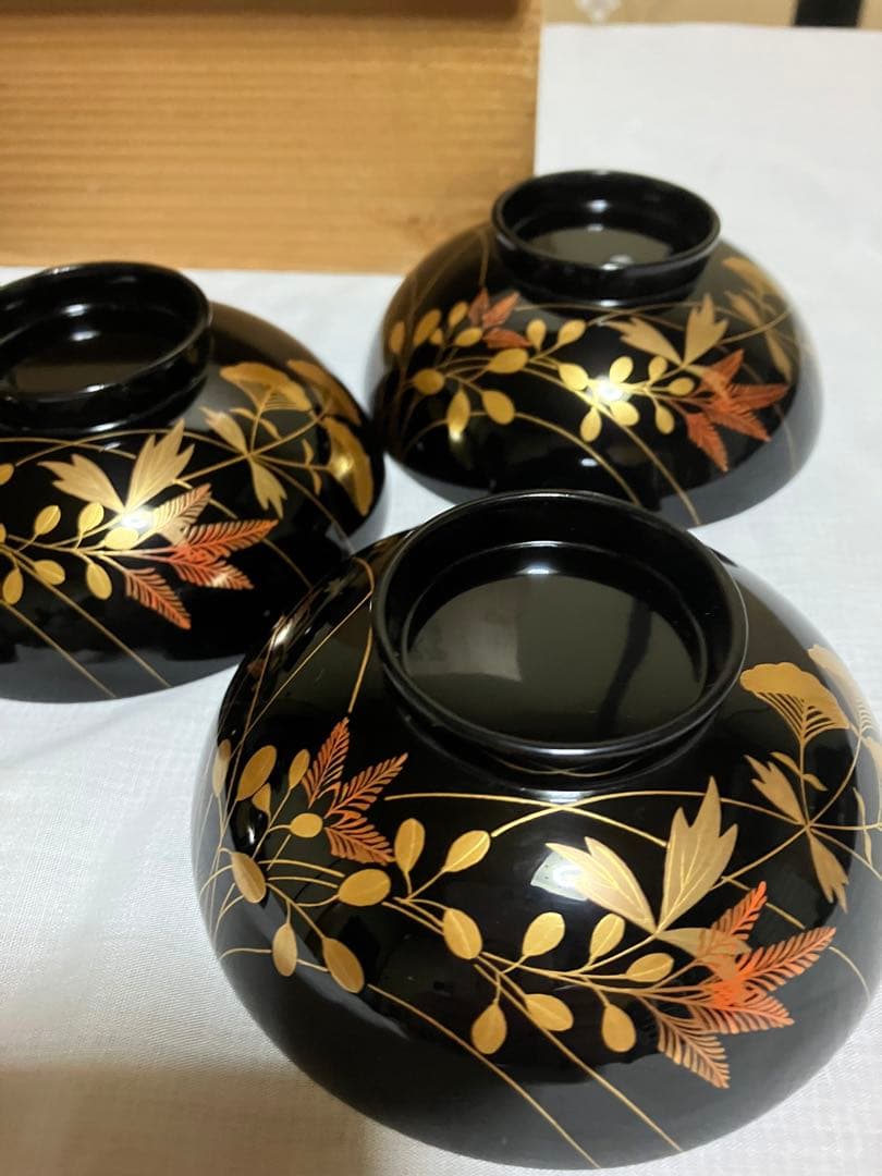 美品　輪島塗り 吸物碗 ５客セット　箱付