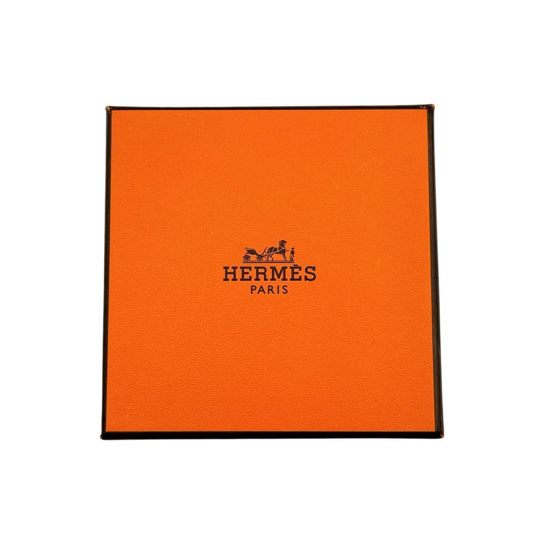 極美品 エルメス ブローチ シェーヌダンクル レザー 黒 ブラック 銀 シルバー