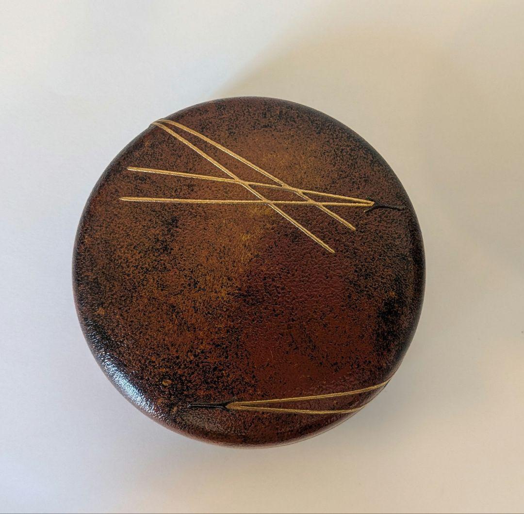 『松葉蒔絵』錆塗大棗　茶道具 川端近左　共箱　二重箱　表千家裏千家千利休