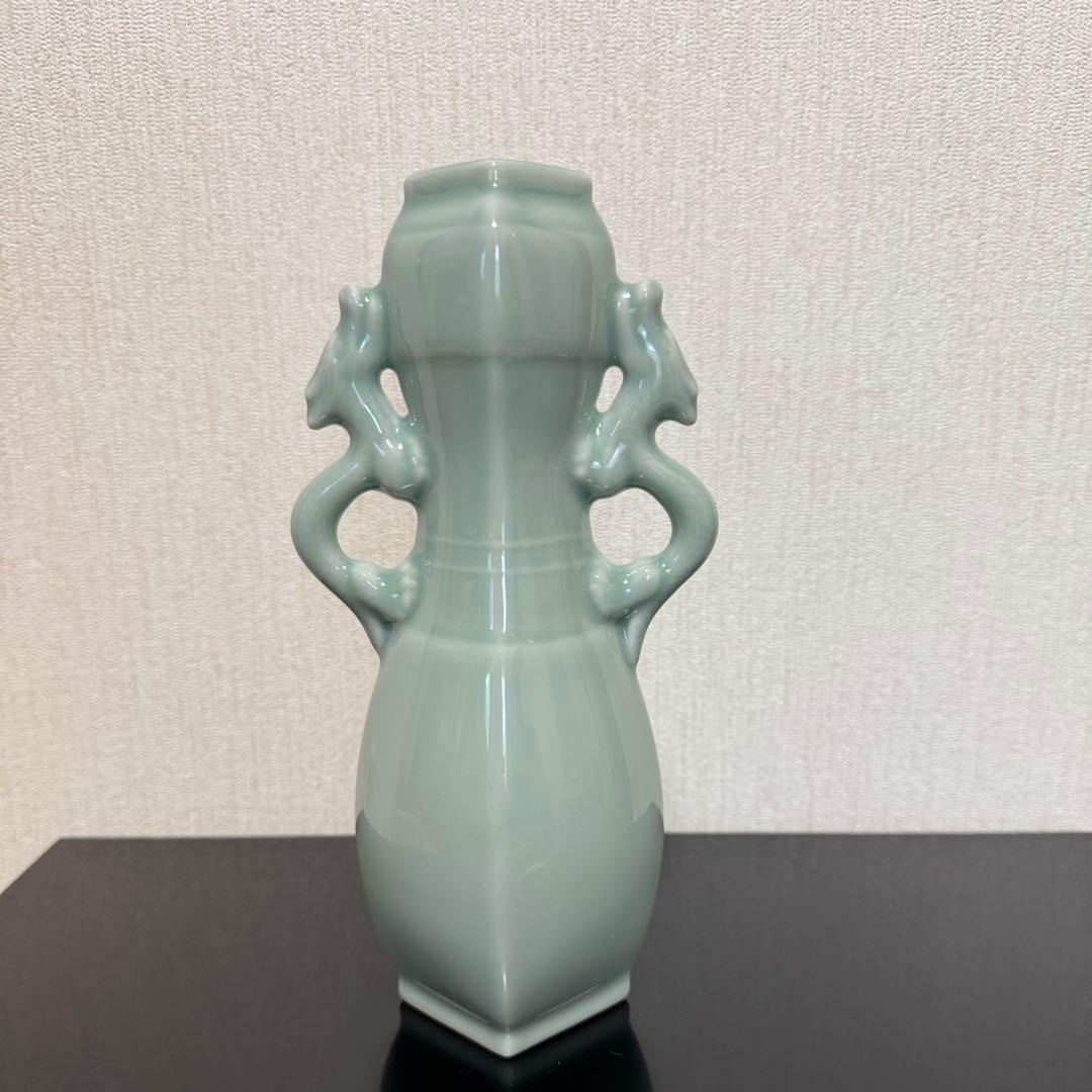 茶道具 《花入》青磁 鳳凰耳瓶