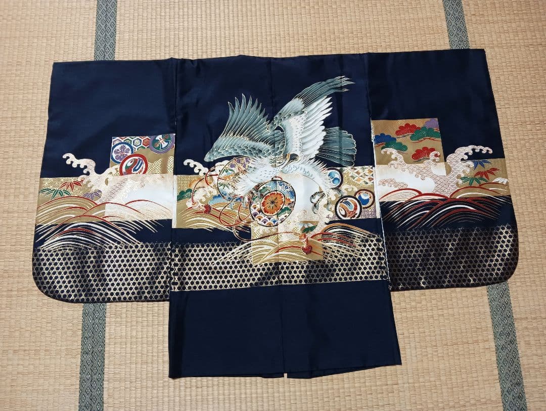 七五三用 鷹刺繍 紺色和装　袴セット