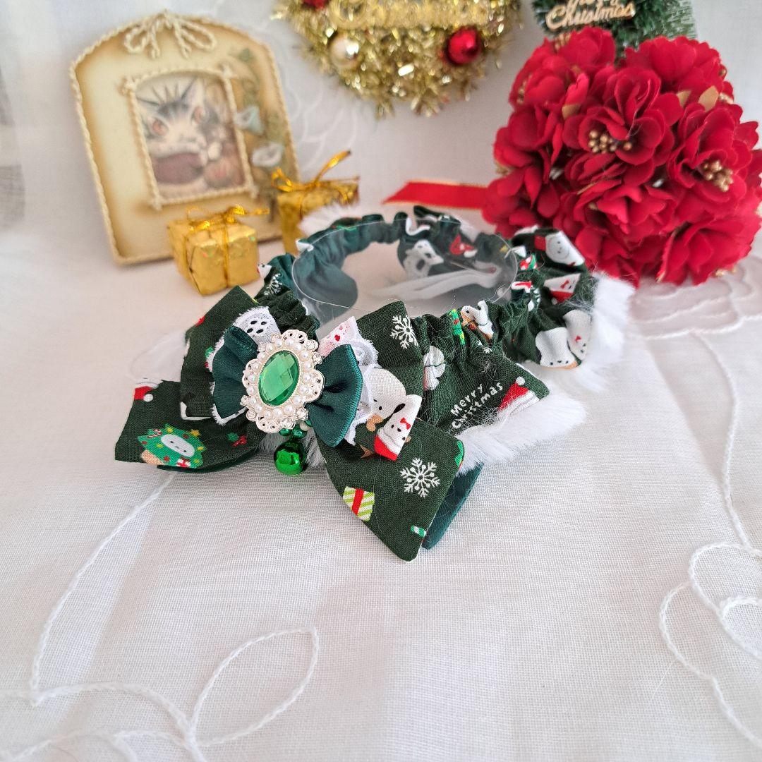 クリスマス短毛ファーシュシュ(緑シマナガエ)わんちゃん猫ちゃん用