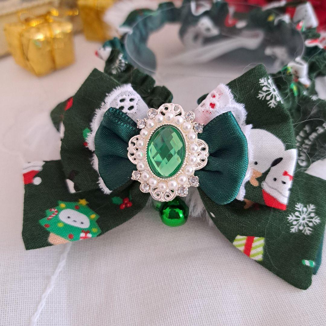 クリスマス短毛ファーシュシュ(緑シマナガエ)わんちゃん猫ちゃん用