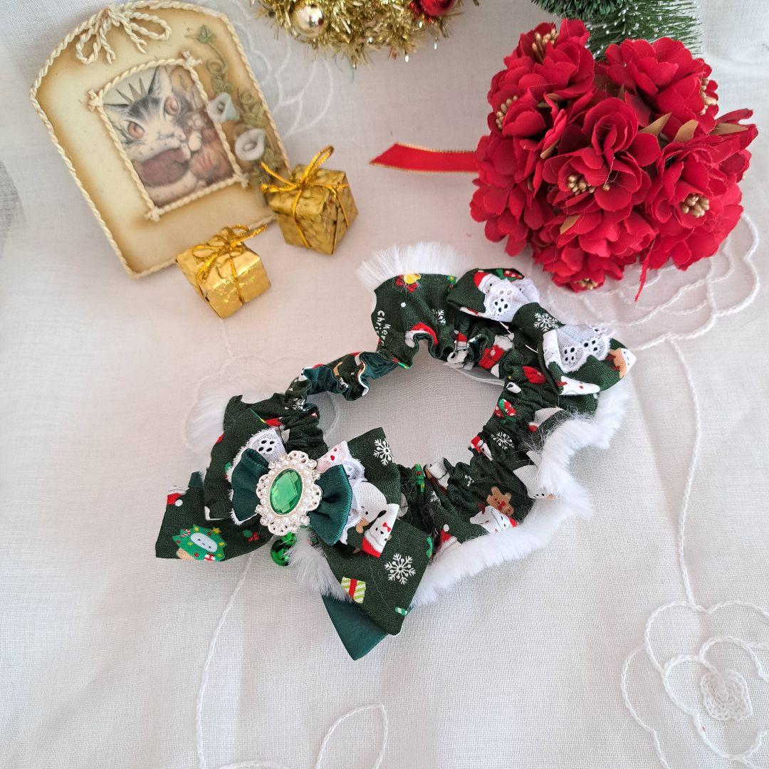 クリスマス短毛ファーシュシュ(緑シマナガエ)わんちゃん猫ちゃん用