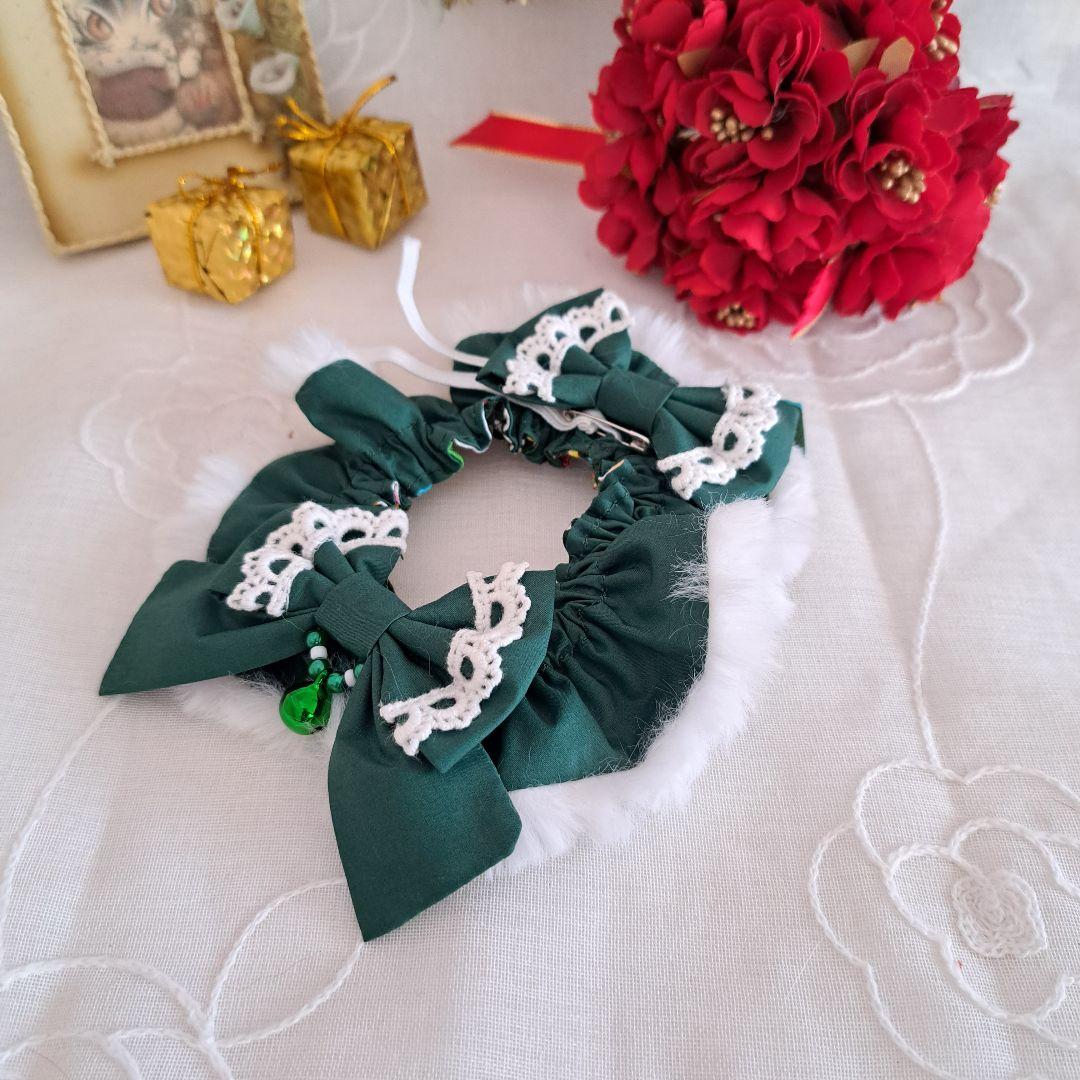 クリスマス短毛ファーシュシュ(緑シマナガエ)わんちゃん猫ちゃん用