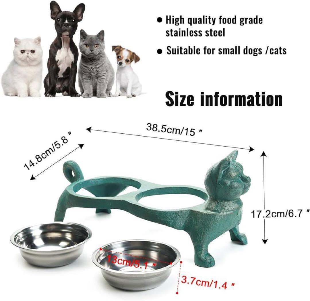 ペット 餌入れ スタンド 給水器 給餌 給水 安定 ボウル付き 滑り止め 猫型