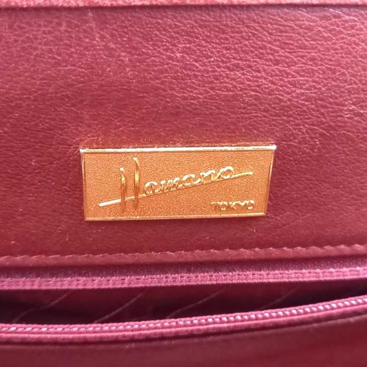 ✨希少✨ハマノ サンピエトロ　リアルクロコ ハンドバッグ ボルドー がま口