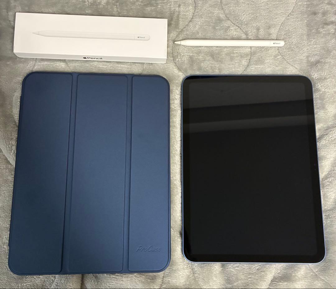 iPad A16 128GB ブルー 本体 + Apple Pencil ケース