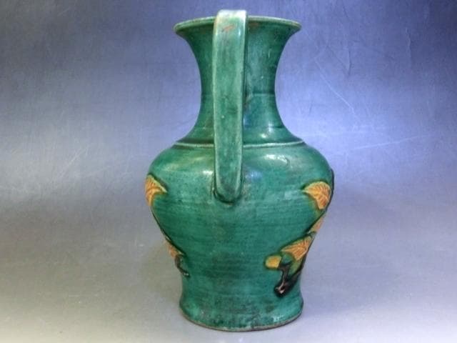 水差し■緑釉水注 水瓶 花唐草 中国 お茶道具 古玩 唐物 時代物 骨董品■