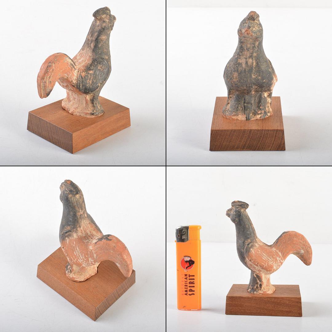 中国　加彩　鳥　置物　飾り台付　C　R5913