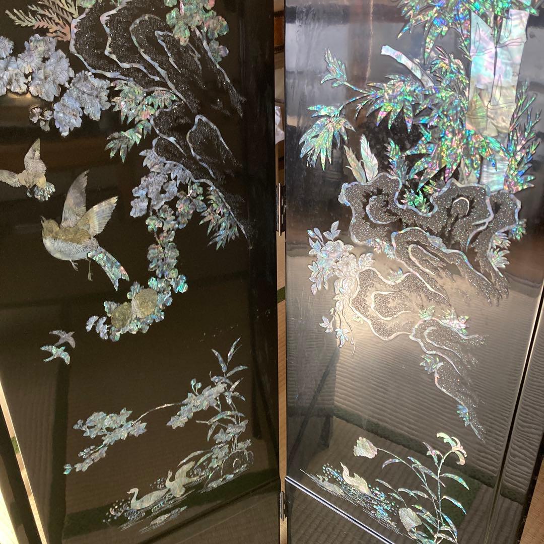 L*-様 豪華装飾 螺鈿 漆芸 衝立 天然木 パーテーション 高さ150cm 重