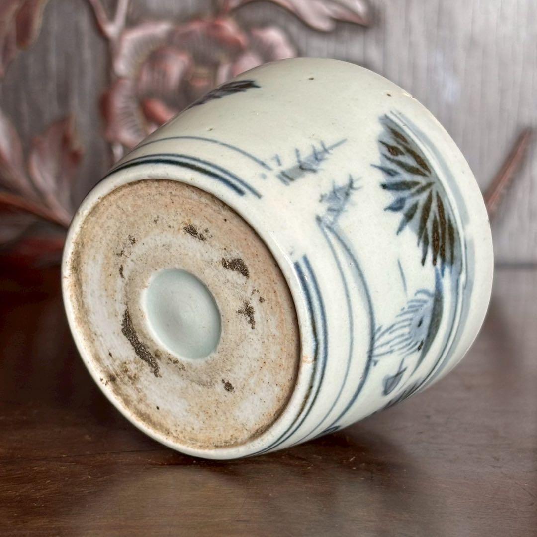 江戸時代　中期〜後期　古伊万里　雪中　筍掘り　図　蕎麦猪口　湯呑　酒器　コップ