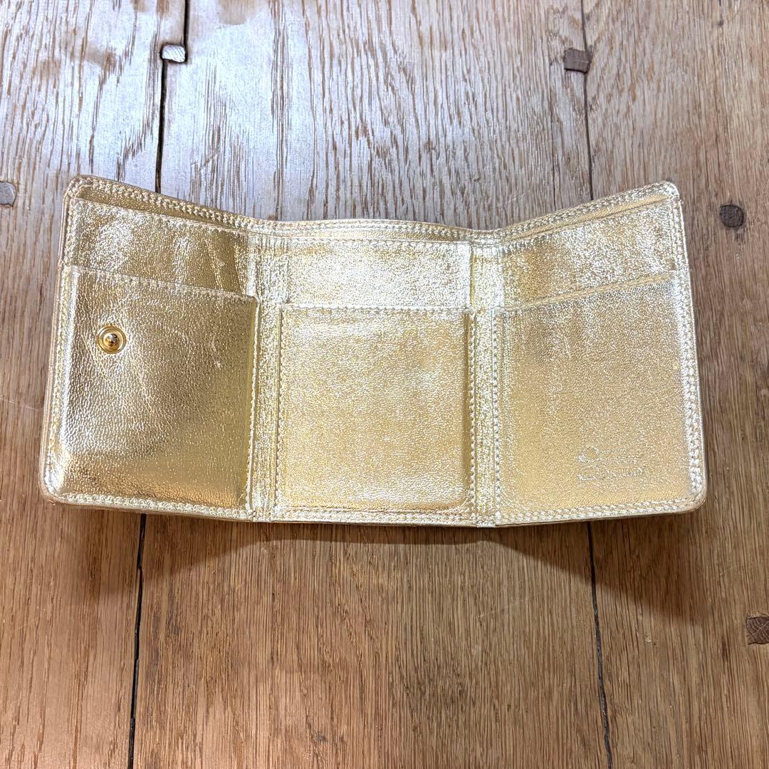 銀座和光 antonini ゴールド レザー 三つ折りミニ財布