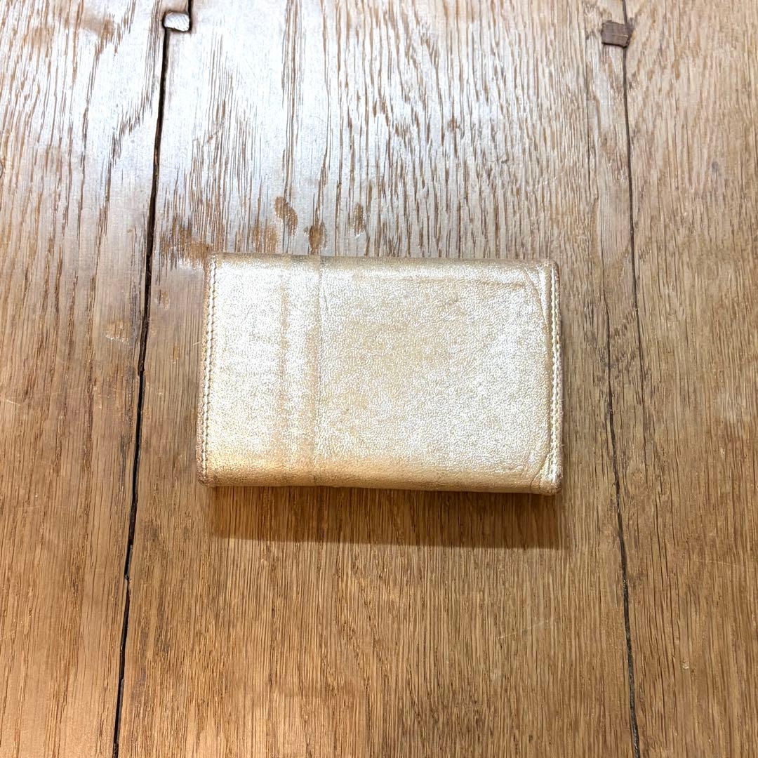 銀座和光 antonini ゴールド レザー 三つ折りミニ財布