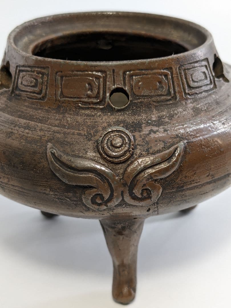 窯元松園 備前焼 獅子摘み三足香炉 共箱共布栞 香道具 茶道具 アロマグッズ