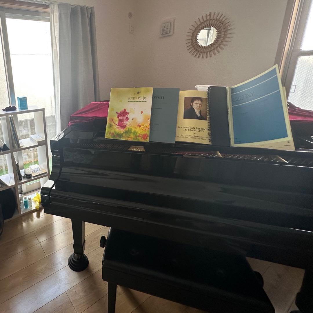 黒色 グランドピアノ カバー付き YAMAHA C3 3370587 2本ペダル