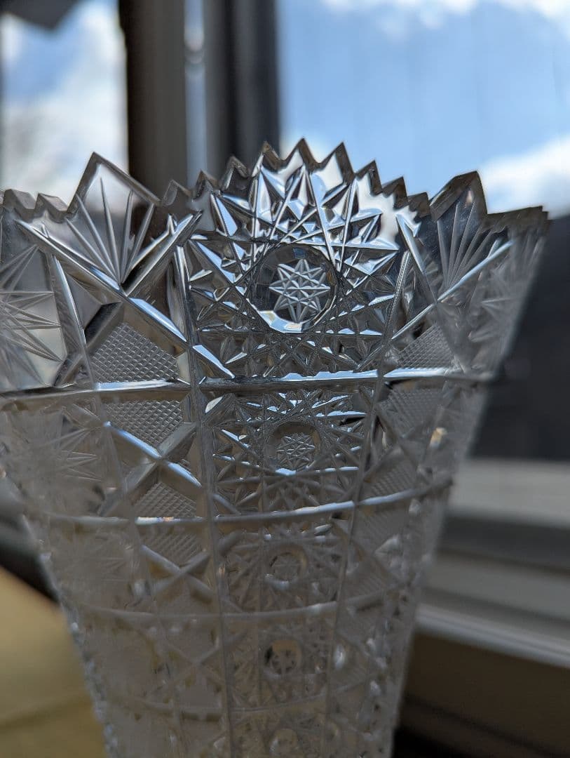 希少　ボヘミアクリスタル　Maiaカット リードクリスタル フラワーベース