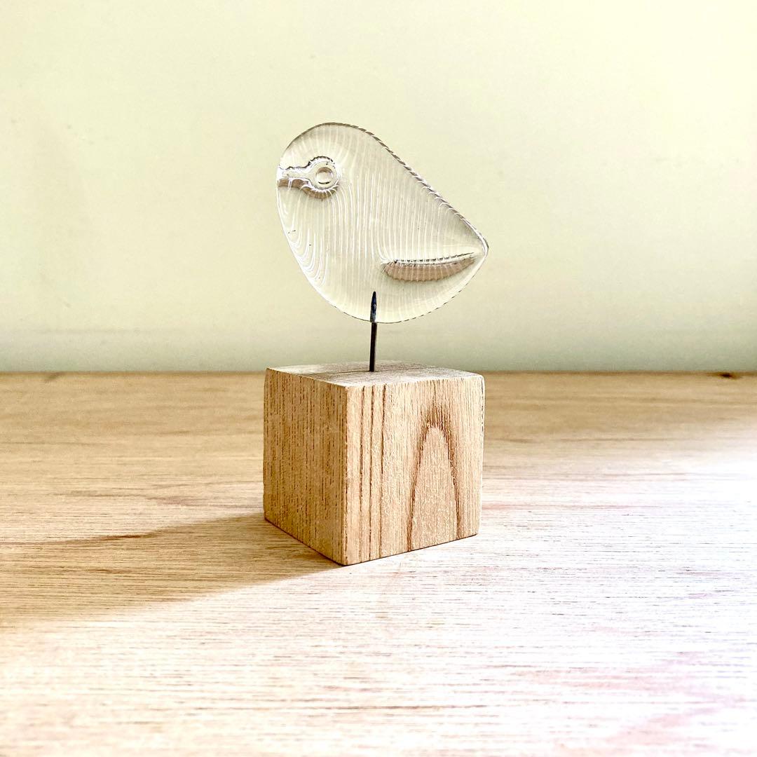 s*e様 【河上恭一郎】ガラス製 鳥のオブジェ 木製台座付き