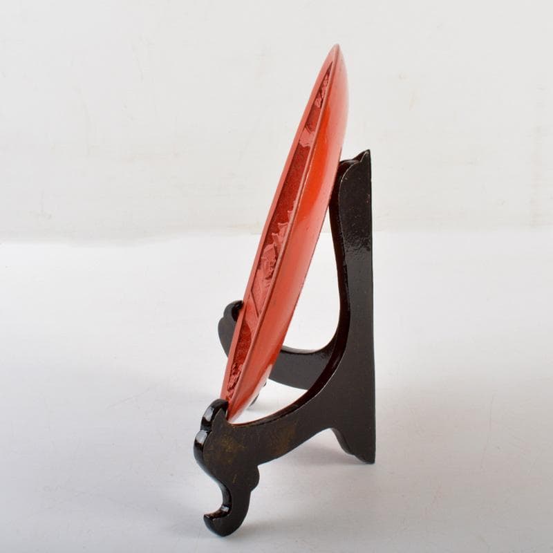 中国　堆朱　山水楼閣文盤　飾皿　飾立付　V　6535