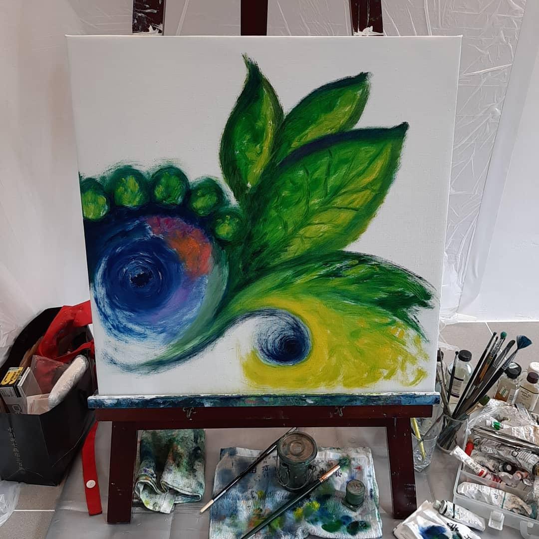 油彩画 (油絵)　直筆　絵画：Life