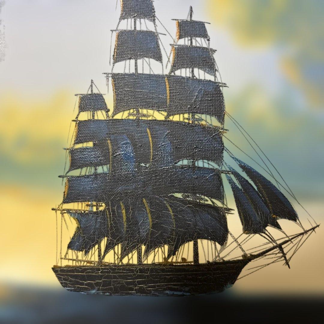 [￼作者不詳] 油彩画 船の風景