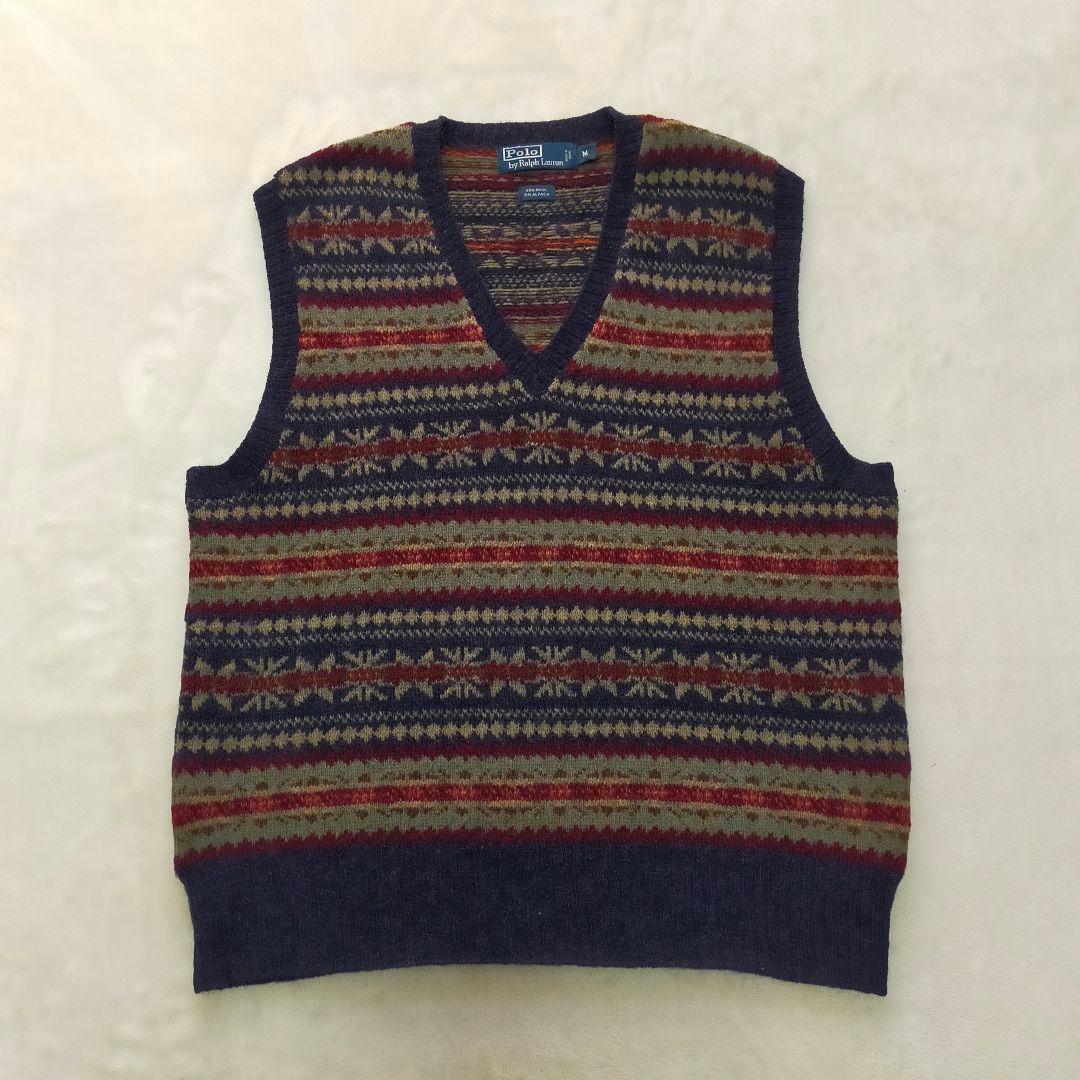 90S　ポロラルフローレン　アルパカ混　フェアアイル柄　ニットベスト