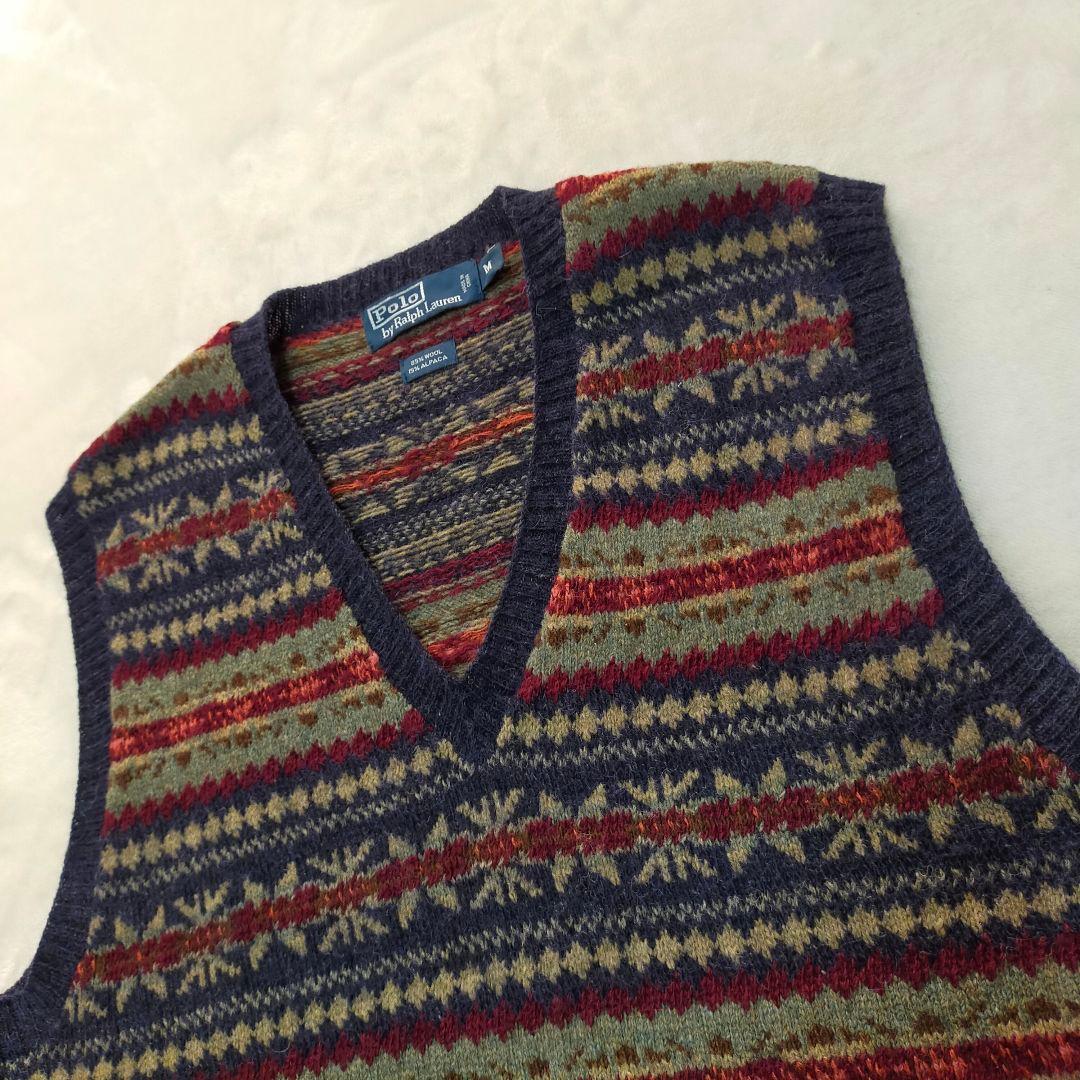 90S　ポロラルフローレン　アルパカ混　フェアアイル柄　ニットベスト