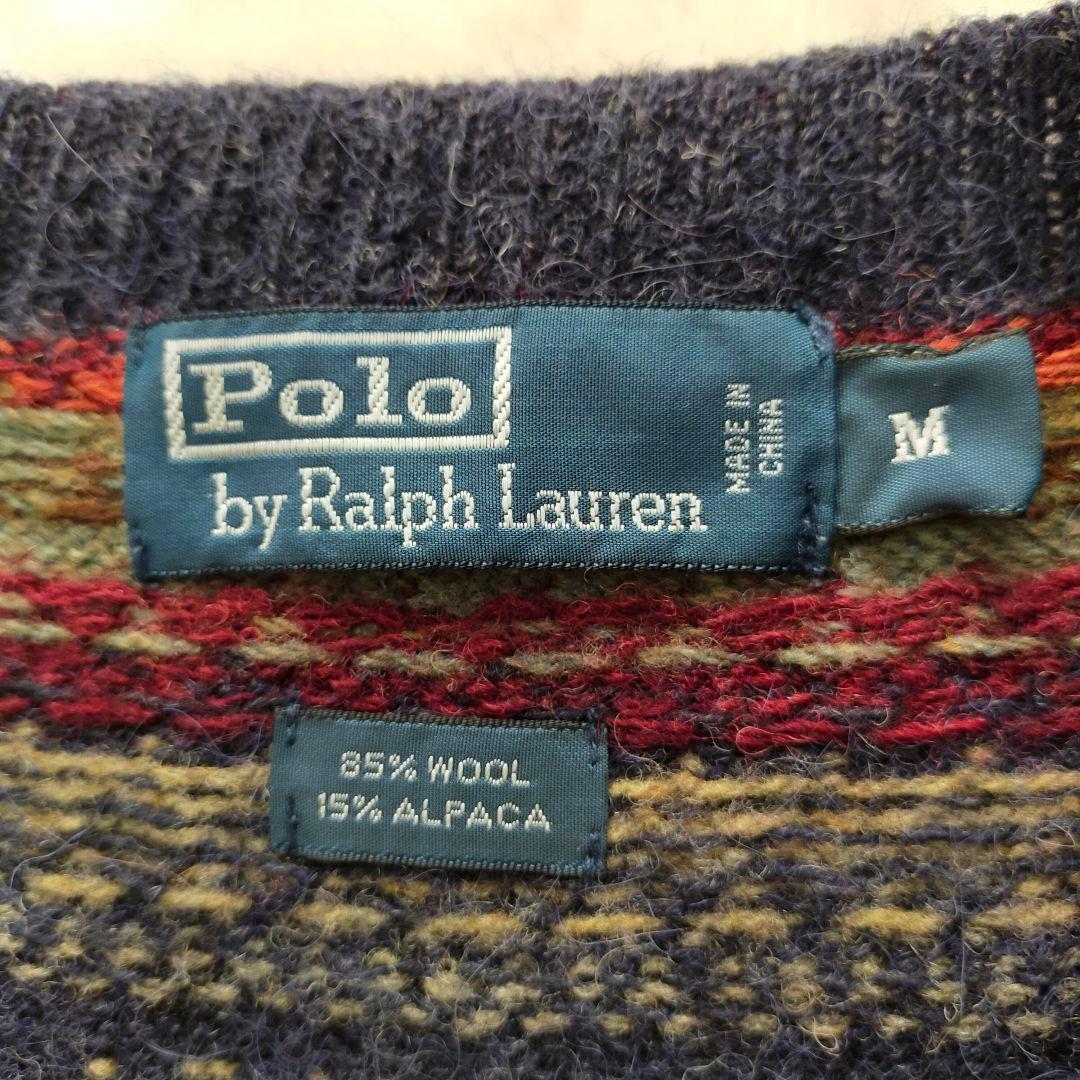 90S　ポロラルフローレン　アルパカ混　フェアアイル柄　ニットベスト