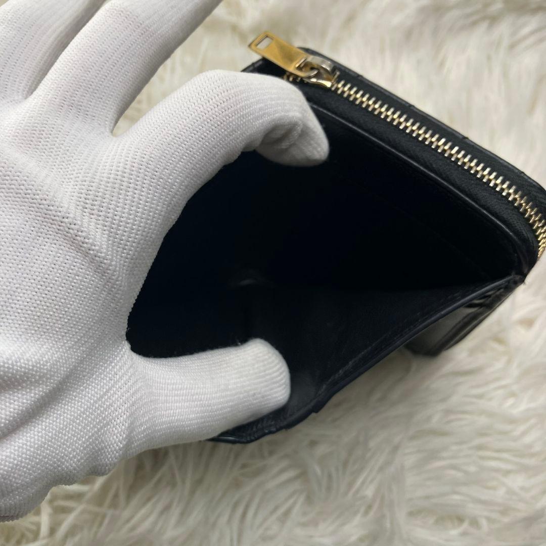 【極美品】サンローラン 財布 YSL キャビアスキン ブラック コンパクト