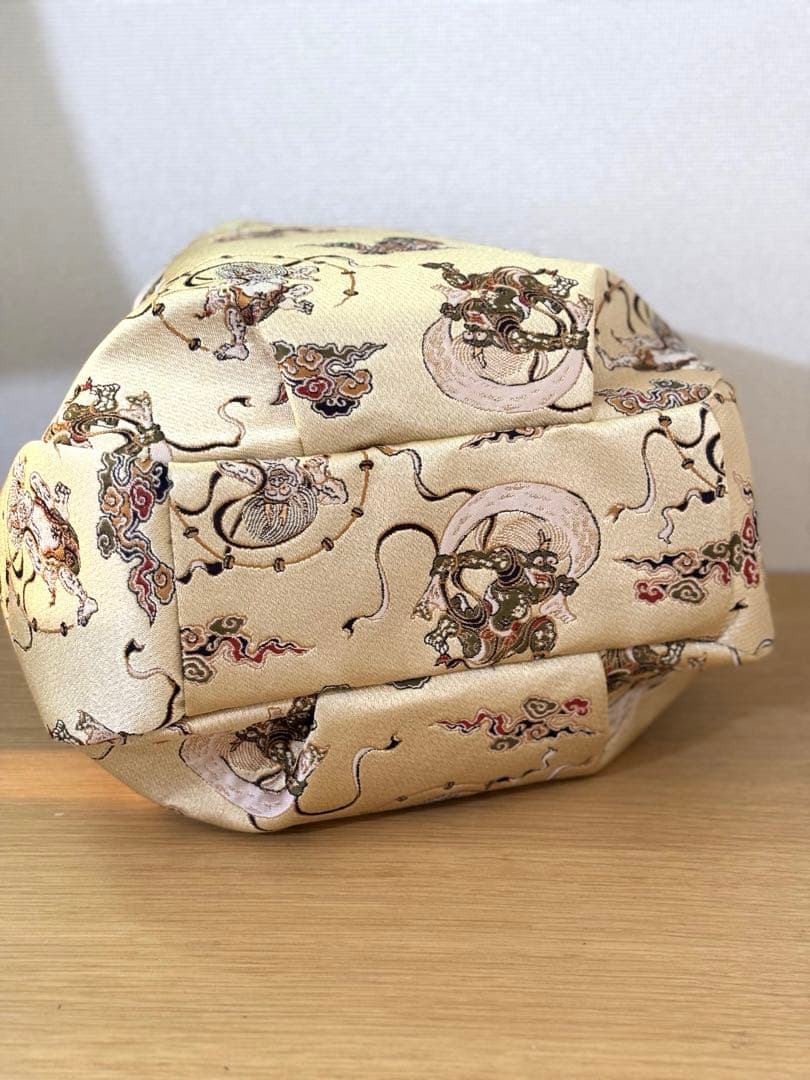 和装バック　着物バック　金蘭生地・風神雷神（ゴールド）卒業入学結婚七五三お宮参り