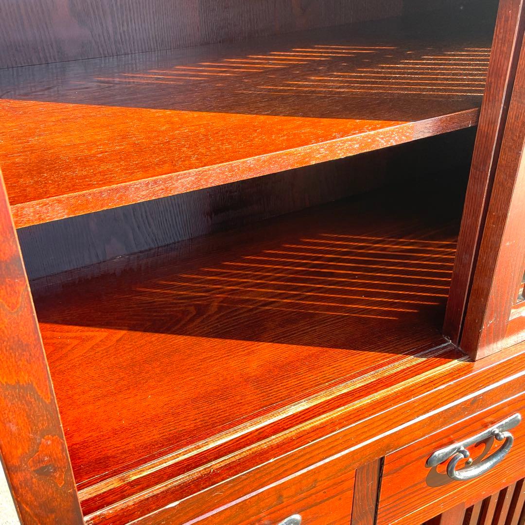 国産品 欅無垢材食器棚 水屋箪笥 ダイニングボード キッチンボード 茶棚 茶箪笥