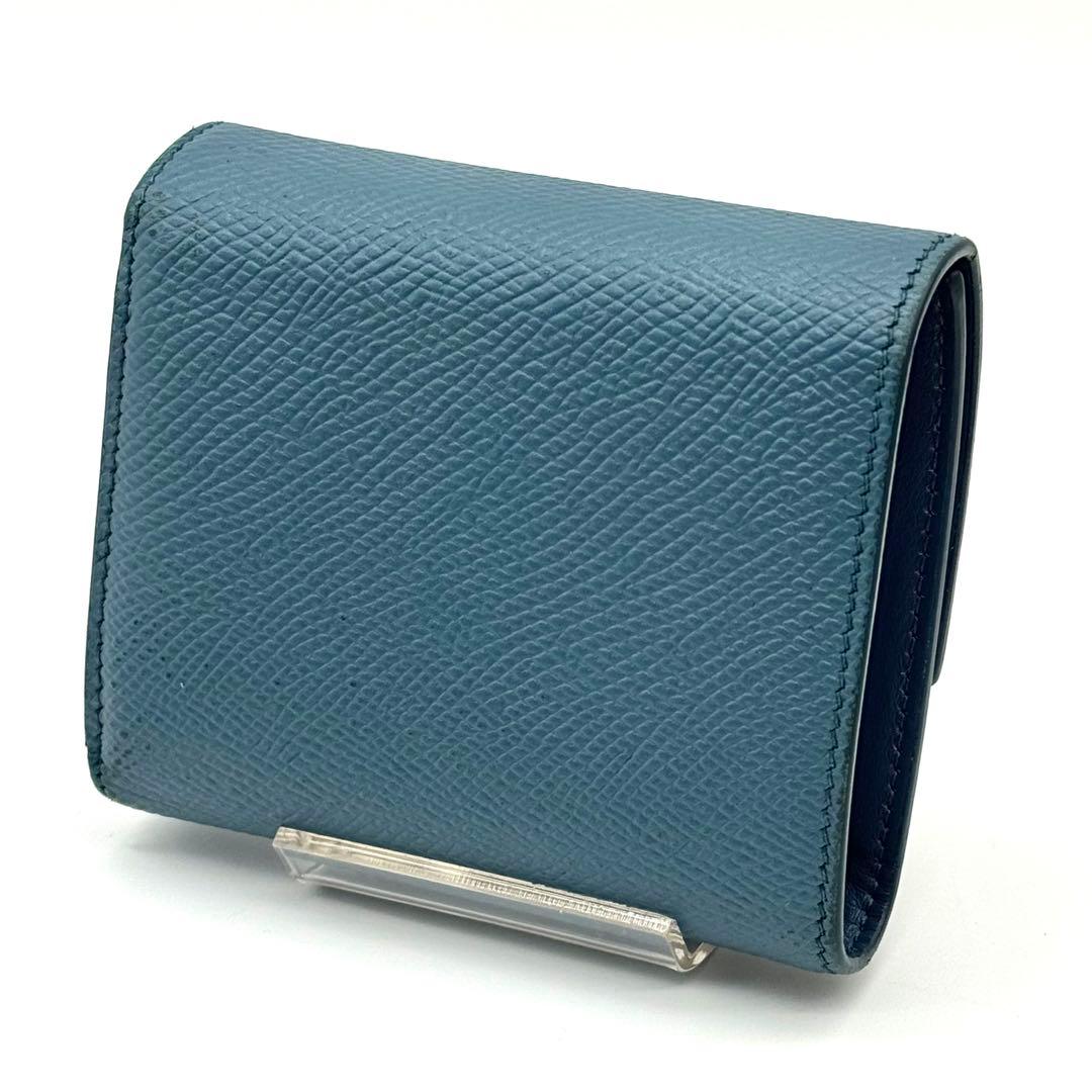 CELINE セリーヌ レザー スモールウォレット 三つ折り財布　ブルー系